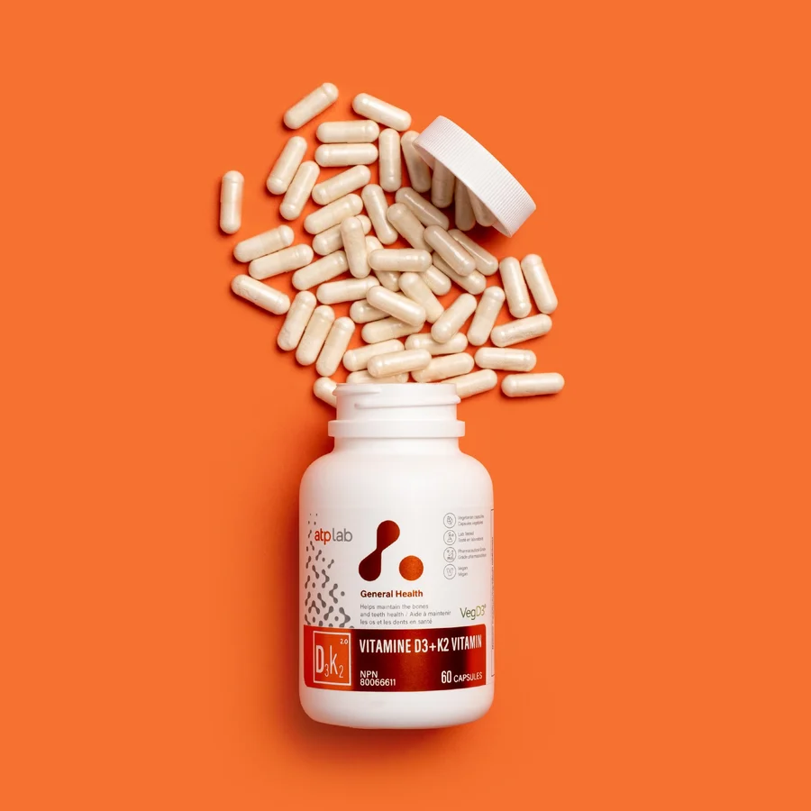 ATP Lab : Vitamine D3 + K2, 60 capsules.