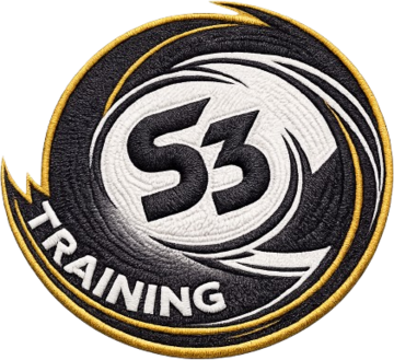 S3 Training : logo écusson noir, blanc et doré
