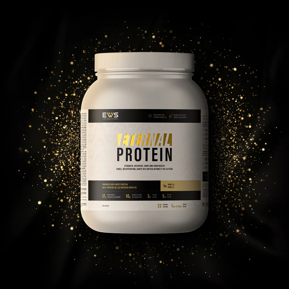 Pot Eternal Protein à la vanille de 1 kg, visuel fourni par Benoit.